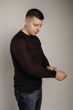 Load image into Gallery viewer, Rudas vyriškas merino vilnos megztinis
