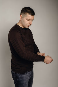 Rudas vyriškas merino vilnos megztinis