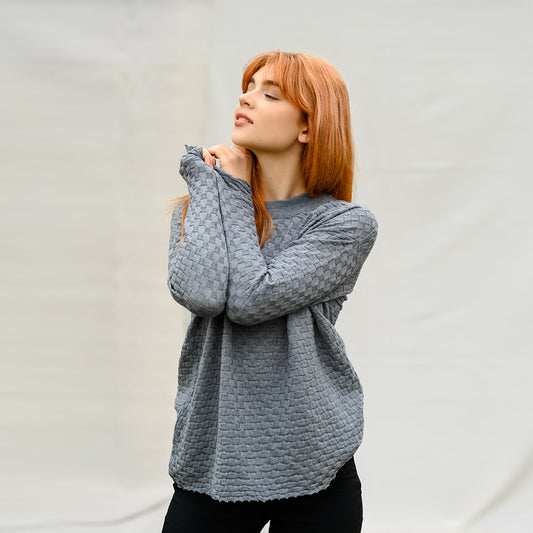 Gray oversize merino wool sweater